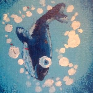 Hand Painted Whale Tile